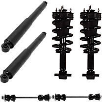 6-Piece Kit Front and Rear, Driver and Passenger Side Suspension Includes Loaded Struts, Shock Absorbers, and Sway Bar Links, 4WD