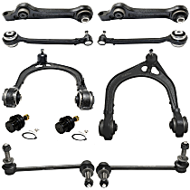 Front, Driver and Passenger Side Suspension Kit, includes Ball Joint, Control Arm, and Sway Bar Link