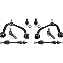 Front, Driver and Passenger Side Control Arm Kit, includes Ball Joints, Sway Bar Links, and Tie Rod Ends