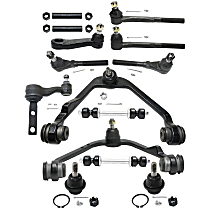 Front, Driver and Passenger Side, Upper Control Arm Kit, Rear Wheel Drive, includes Ball Joints, Idler Arm, Pitman Arm, Sway Bar Links, Tie Rod Adjusting Sleeves, and Tie Rod Ends