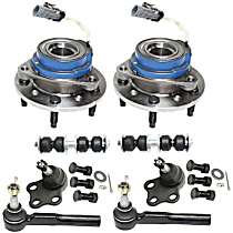 8-Piece Kit Front, Driver and Passenger Side Suspension, includes Ball Joint, Sway Bar Link, Tie Rod End, and Wheel Hub