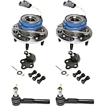 6-Piece Kit Front, Driver and Passenger Side Suspension, includes Ball Joint, Tie Rod End, and Wheel Hub