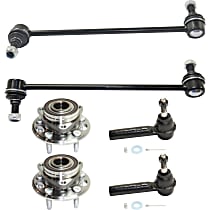 6-Piece Kit Front, Driver and Passenger Side Suspension Kit, includes (2) Sway Bar Link, (2) Tie Rod End, and (2) Wheel Hub