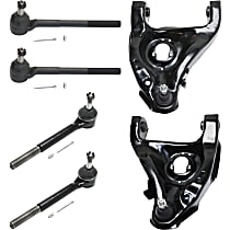 6-Piece Kit Front, Driver and Passenger Side, Lower Control Arm Kit, Includes (2) Control Arm and (4) Tie Rod End