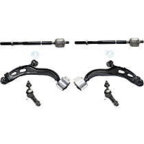 6-Piece Kit Front, Driver and Passenger Side, Lower Control Arm Kit, FWD, includes (2) Control Arm and (4) Tie Rod End