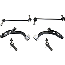 6-Piece Kit Front, Driver and Passenger Side, Lower Control Arm Kit, FWD, includes (2) Control Arm, (2) Sway Bar Link, and (2) Tie Rod End