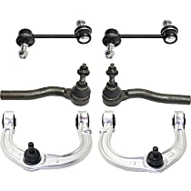 6-Piece Kit Front, Driver and Passenger Side, Upper Control Arm Kit, includes (2) Control Arm, (2) Sway Bar Link, and (2) Tie Rod End