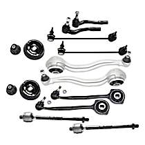 12-Piece Kit Front, Driver and Passenger Side Suspension, Includes Control Arm, Shock and Strut Mount, Sway Bar Link, and Tie Rod End, RWD