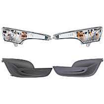4-Piece Kit Driver and Passenger Side Fog Light Cover, Textured, includes Turn Signal Light