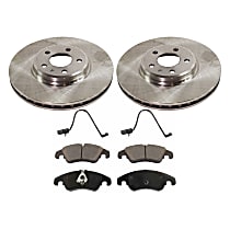 Front Brake Disc and Pad Kit, Plain Surface, 5 Lugs, Cast Iron, Semi-Metallic Pad Material, Pro-Line Series