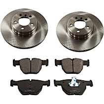 Front Brake Disc and Pad Kit, Plain Surface, 5 Lugs, Cast Iron, Semi-Metallic Pad Material, Pro-Line Series