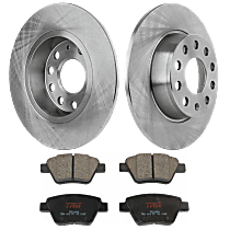 Rear Brake Disc and Pad Kit Plain Surface, 9 Lugs, Cast Iron, Semi-Metallic Pad Material, Pro-Line Series