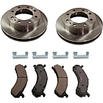 Front Brake Disc and Pad Kit, Plain Surface, 8 Lugs, Cast Iron, Ceramic Pad Material, Pro-Line Series