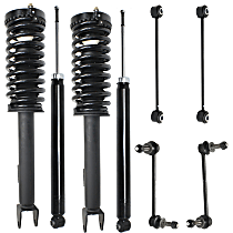 Front and Rear, Driver and Passenger Side Suspension Kit, includes Loaded Strut, Shock Absorber, and Sway Bar Link