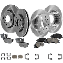Front and Rear Brake Disc and Pad Kit, Plain Surface, 4 Lugs, Cast Iron , Pro-Line Series