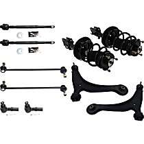 10-Piece Kit Front, Driver and Passenger Side Suspension with Control Arms, Loaded Struts, Sway Bar Links, and Tie Rod Ends