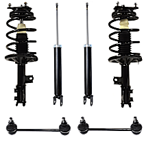 6-Piece Kit Driver and Passenger Side Suspension with Loaded Struts, Shock Absorbers, and Sway Bar Links, Sedan