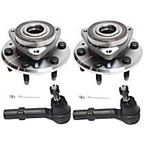 4-Piece Kit Front, Driver and Passenger Side Suspension Includes Tie Rod End and Wheel Hub