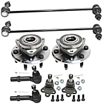 8-Piece Kit Front, Driver and Passenger Side Suspension Includes Ball Joint, Sway Bar Link, Tie Rod End, and Wheel Hub