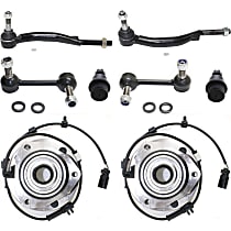 8-Piece Kit Front, Driver and Passenger Side Wheel Hub, RWD, 6 Lugs, With Bearing, With Sensor, includes (2) Ball Joint, (2) Sway Bar Link, (2) Tie Rod End, and (2) Wheel Hub