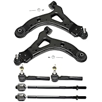 6-Piece Kit Front, Driver and Passenger Side, Lower Control Arm Kit, Includes (2) Control Arm and (4) Tie Rod End