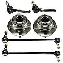6-Piece Kit Front, Driver and Passenger Side Suspension Includes Sway Bar Link, Tie Rod End, and Wheel Hub