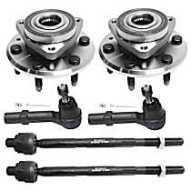 6-Piece Kit Front, Driver and Passenger Side Suspension Includes Tie Rod End and Wheel Hub
