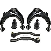6-Piece Kit Front, Driver and Passenger Side, Upper Control Arm Kit, includes (2) Ball Joint, (2) Control Arm, and (2) Tie Rod End