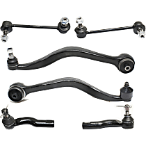 6-Piece Kit Front, Driver and Passenger Side, Lower, Rearward Control Arm Kit, includes (2) Control Arm, (2) Sway Bar Link, and (2) Tie Rod End