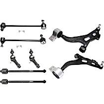 8-Piece Kit Front, Driver and Passenger Side, Lower Control Arm Kit, Includes (2) Control Arm, (2) Sway Bar Link, and (4) Tie Rod End