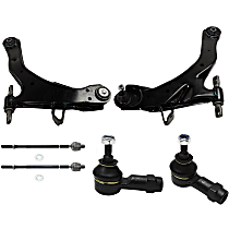 Front, Driver and Passenger Side, Lower Control Arm Kit, Includes nut(s), includes Tie Rod Ends