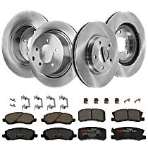 Front and Rear Brake Disc and Pad Kit, Plain Surface, 5 Lugs, Cast Iron , Pro-Line Series