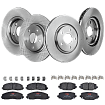 Front and Rear Brake Disc and Pad Kit, Plain Surface, 5 Lugs, Cast Iron , Pro-Line Series