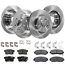 Front and Rear Brake Disc and Pad Kit, Plain Surface, 5 Lugs, Cast Iron , Pro-Line Series