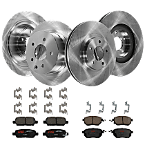 Front and Rear Brake Disc and Pad Kit, Plain Surface, 5 Lugs, Cast Iron , Pro-Line Series