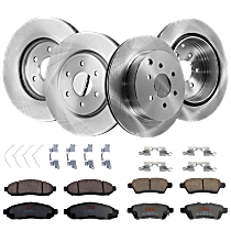 Front and Rear Brake Disc and Pad Kit, Plain Surface, 6 Lugs, Cast Iron , Pro-Line Series