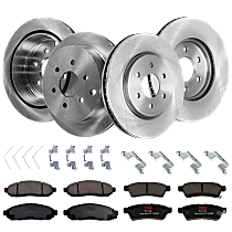 Front and Rear Brake Disc and Pad Kit, Plain Surface, 6 Lugs, Cast Iron , Pro-Line Series