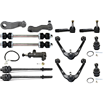 Front, Driver and Passenger Side, Upper Control Arm Kit, includes Ball Joints, Idler Arm, Idler Arm Bracket, Pitman Arm, Sway Bar Links, and Tie Rod Ends