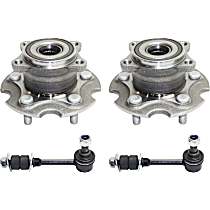 4-Piece Kit Rear, Driver and Passenger Side Suspension Kit, All Wheel Drive,  Includes (2) Sway Bar Link and (2) Wheel Hub