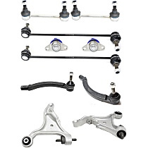 Front, Driver and Passenger Side, Lower Control Arm Kit, includes Ball Joints, Sway Bar Links, and Tie Rod Ends