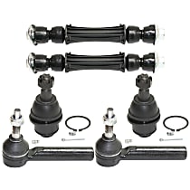 6-Piece Kit Front, Driver and Passenger Side Suspension Kit, includes (2) Ball Joint, (2) Sway Bar Link, and (2) Tie Rod End