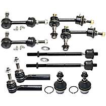 10-Piece Kit Driver and Passenger Side Suspension Includes Ball Joints, Sway Bar Links, and Tie Rod Ends