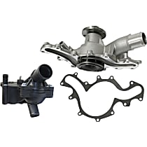 2-Piece Kit Water Pump, New, 6 Cyl 4.0L, includes (1) Thermostat Housing and (1) Water Pump