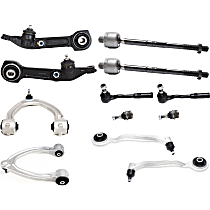 Front, Driver and Passenger Side Upper and Lower Frontward and Rearward Control Arm Kit, Rear Wheel Drive, For Models Without Active Body Control Suspension, includes Ball Joints and Tie Rod Ends