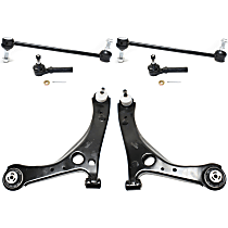 Front, Driver and Passenger Side, Lower Control Arm Kit, includes Sway Bar Links and Tie Rod Ends