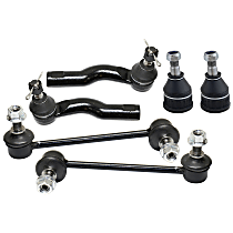 6-Piece Kit Front, Driver and Passenger Side Suspension Kit, includes (2) Ball Joint, (2) Sway Bar Link, and (2) Tie Rod End