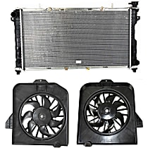 3-Piece Kit Radiator, 3.3L/3.8L Engines, Aluminum Core, Plastic Tank, includes Cooling Fan Assemblies