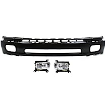 3-Piece Kit, Front, Lower Bumper, For Models with Steel Bumper, Painted Black, Includes (1) Bumper and (2) Fog Light