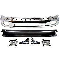 6-Piece Kit, Front, Lower Bumper, Chrome, Includes (1) Bumper, (2) Bumper Bracket, (1) Bumper Reinforcement, and (2) Fog Light