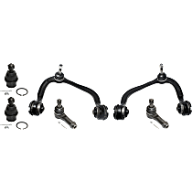 6-Piece Kit Front, Driver and Passenger Side, Upper Control Arm Kit, Includes (2) Ball Joint, (2) Control Arm, and (2) Tie Rod End